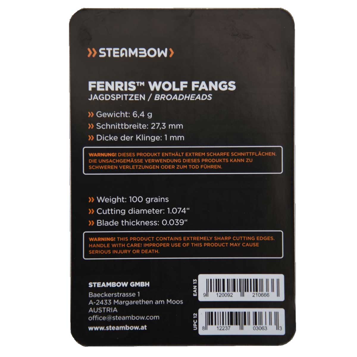 FENRIS Pointes de chasse "Wolf Fangs" – lot de 3 pièces